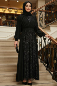 Modest Black Islamic Clothing Evening Dress 46301S 