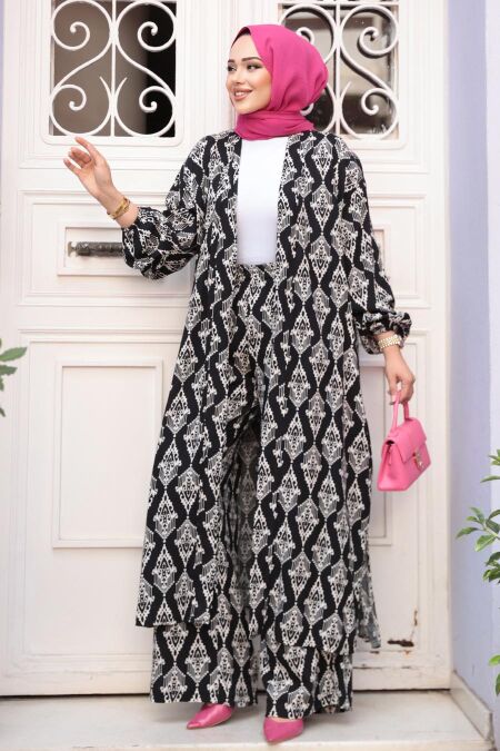 Modest Black Kimono Dual Suit 12888S - NEVA STYLE