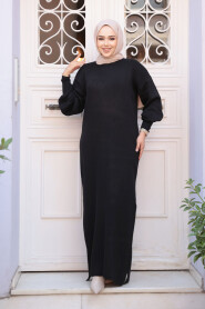 Modest Black Knitwear Dress 17205S - 2