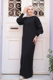 Modest Black Knitwear Dress 17205S - 3