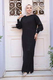 Modest Black Knitwear Dress 17205S - 4