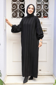 Modest Black Knitwear Dress 30633S - 1