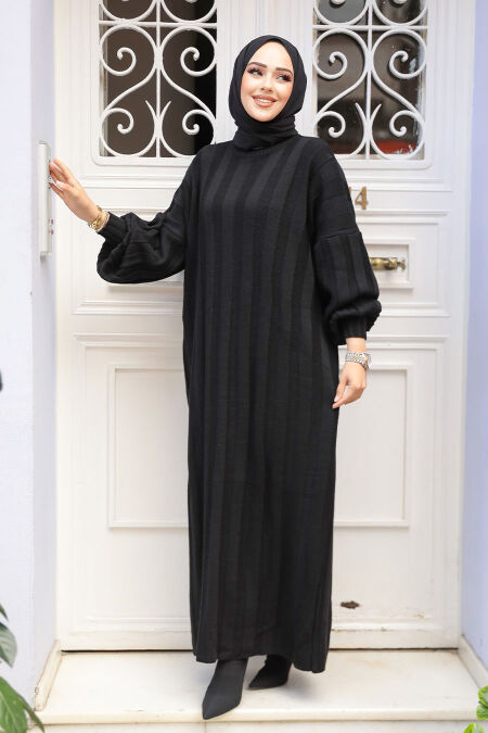 Modest Black Knitwear Dress 30633S - NEVA STYLE