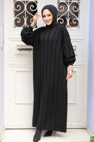 Modest Black Knitwear Dress 30633S - 2