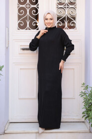 Modest Black Knitwear Dress 60481S - 2