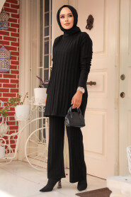 Modest Black Knitwear Dual Suit 10202S - 3