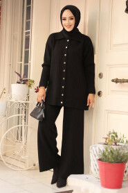 Modest Black Knitwear Dual Suit 10239S - 1