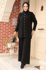 Modest Black Knitwear Dual Suit 10239S - 2