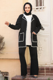 Modest Black Knitwear Dual Suit 23304S - 2