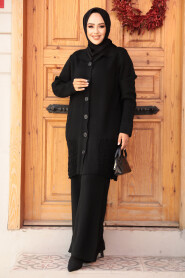 Modest Black Knitwear Dual Suit 24051S - 2