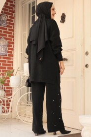 Modest Black Knitwear Dual Suit 24101S - 4