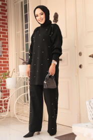 Modest Black Knitwear Dual Suit 24101S - 2