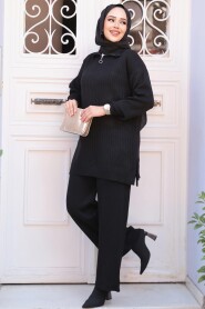 Modest Black Knitwear Dual Suit 60381S - 2
