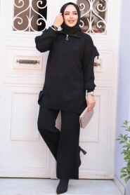 Modest Black Knitwear Dual Suit 60381S - 3