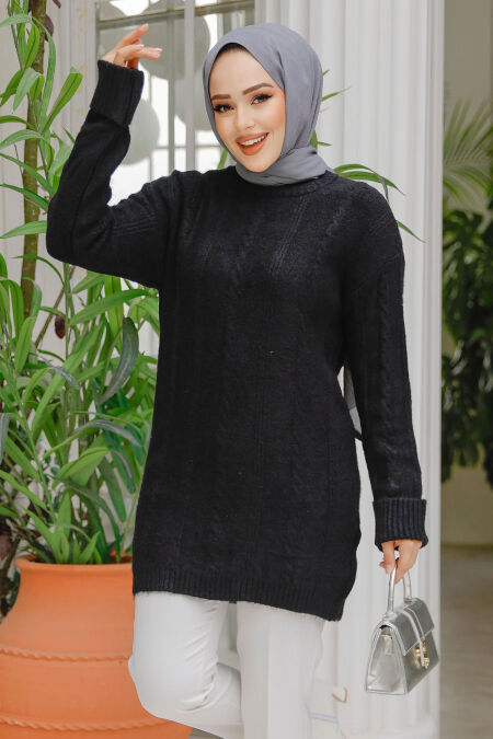 Modest Black Knitwear Jumper Top 20051S - NEVA STYLE