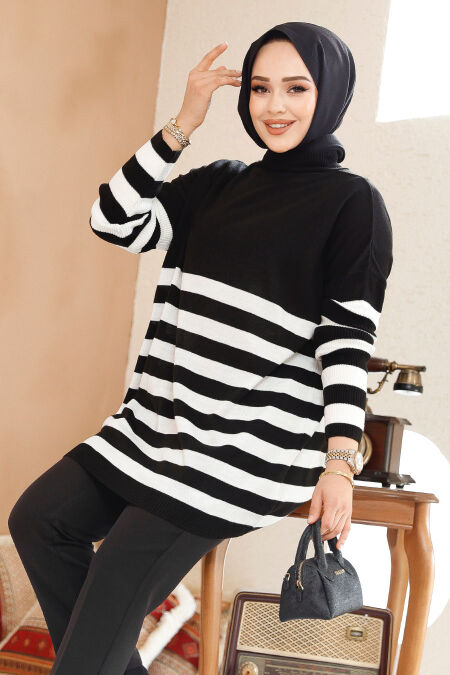 Modest Black Knitwear Jumper Tunic 5325S - NEVA STYLE