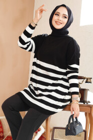 Modest Black Knitwear Jumper Tunic 5325S - 2