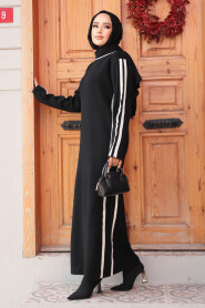 Modest Black Knitwear Maxi Dress 24451S - 1