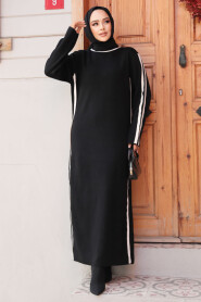 Modest Black Knitwear Maxi Dress 24451S - 2