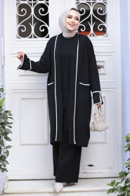 Modest Black Knitwear Triple Suit 50182S - 1