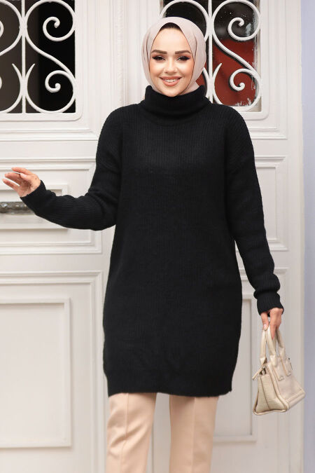 Modest Black Knitwear Tunic 20223S - NEVA STYLE
