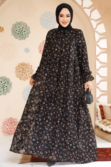 Modest Black Long Dress 23602S - NEVA STYLE