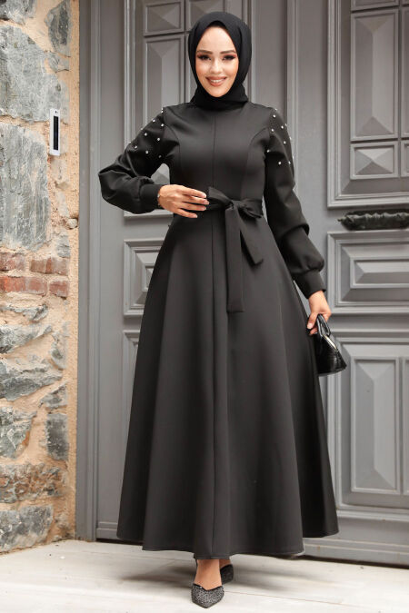 Modest Black Long Dress 23631S - NEVA STYLE