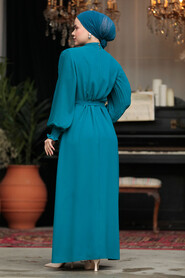  Modest Petrol Green Long Dress 30013PY - 3