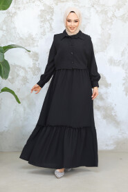 Modest Black Long Dress 30023S - 2