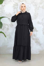 Modest Black Long Dress 30023S - 3