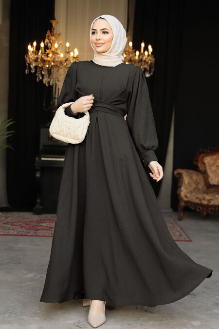 Modest Black Long Dress 3034S - NEVA STYLE