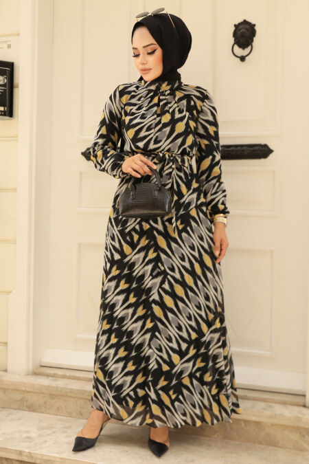 Modest Black Long Dress 34464S - NEVA STYLE