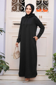 Modest Black Long Dress 50421S - 2