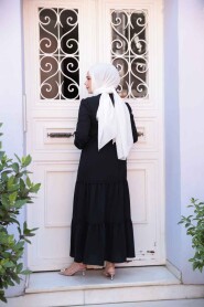 Modest Black Long Dress 596S - 4