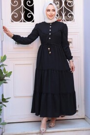 Modest Black Long Dress 596S - 3