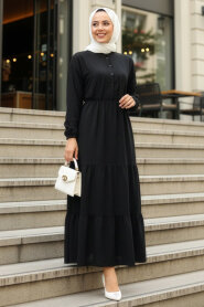 Modest Black Long Dress 61621S 