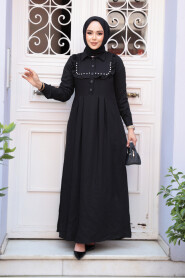Modest Black Long Dress 7224S - 3