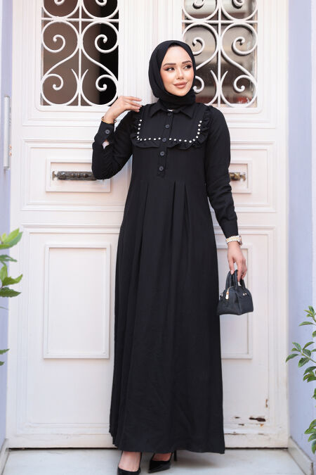 Modest Black Long Dress 7224S - NEVA STYLE