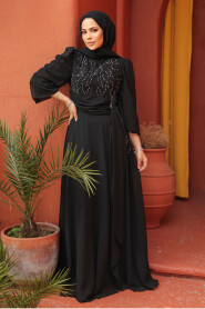 Modest Black Long Evening Dress 52021S - 3