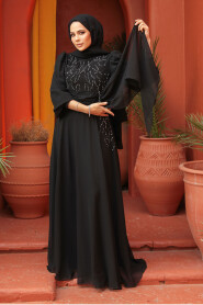 Modest Black Long Evening Dress 52021S - 2