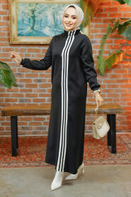 Modest Black Long Sleeve Dress 12555S - 1