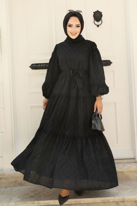 Modest Black Long Sleeve Dress 14131S - NEVA STYLE