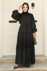 Modest Black Long Sleeve Dress 14131S - 2