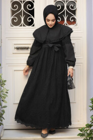 Modest Black Long Sleeve Dress 14212S - 1