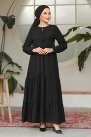 Modest Black Long Sleeve Dress 22051S - 2