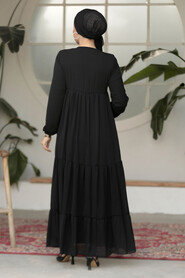 Modest Black Long Sleeve Dress 22051S - 4