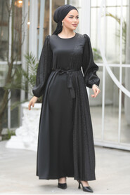 Modest Black Long Sleeve Dress 30381S - 2