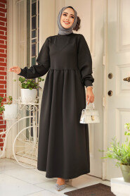 Modest Black Long Sleeve Dress 36902S - 1