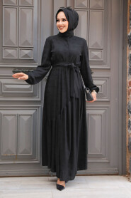 Modest Black Long Sleeve Dress 60931S - 1