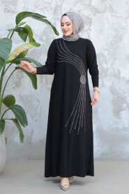 Modest Black Long Sleeve Dress 9345S - 3